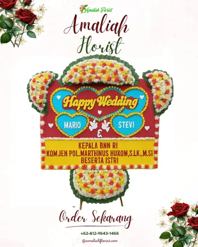 Karangan Papan Bunga Pernikahan di Pulungdowo